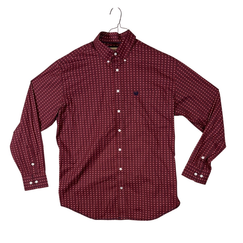 Panhandle Rough Stock Mens Large Burgundy Geometric Print Button Down R0D2506